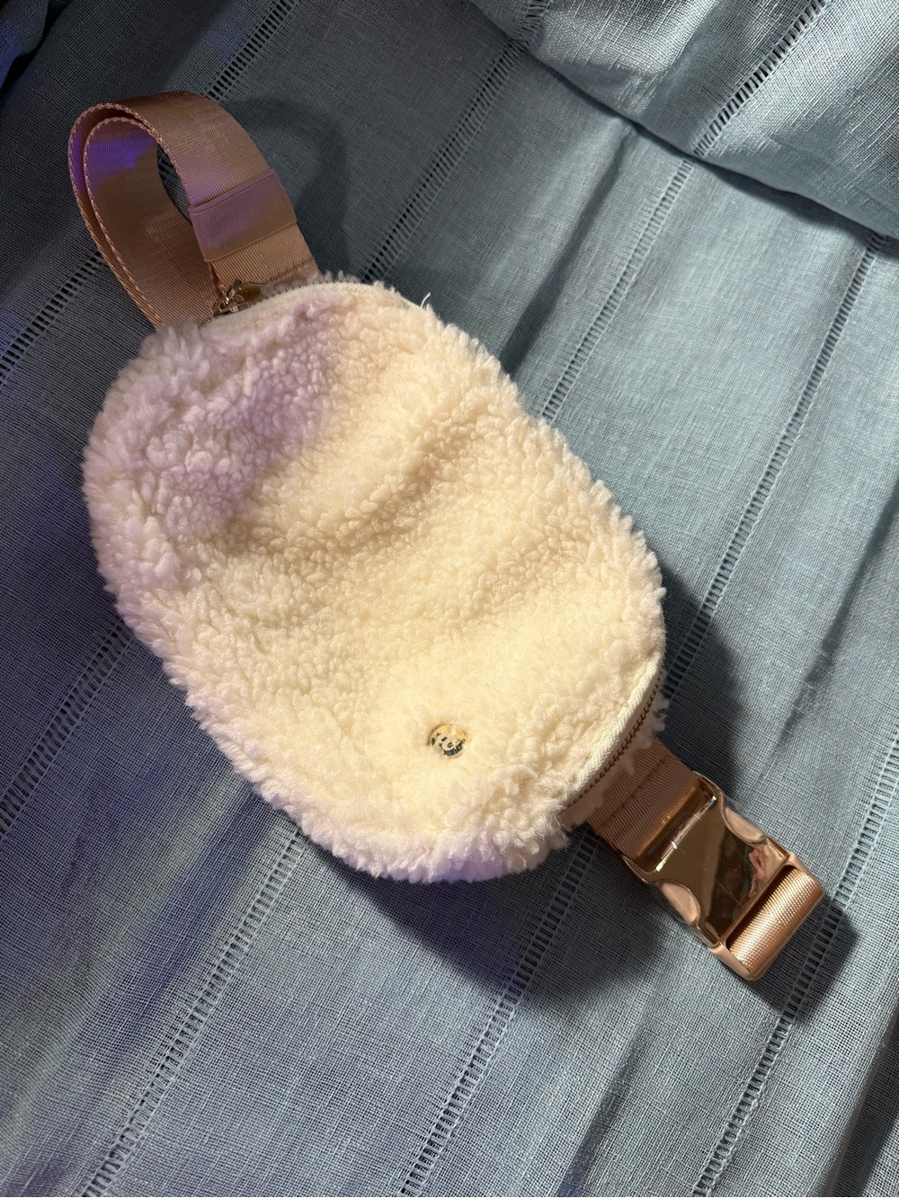 Sherpa Crossbody Belt Bag with Rose Gold Hardware